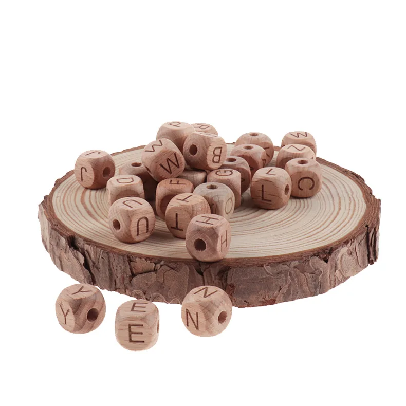 200 шт деревянные буквы для буковая древесина Детские Бусы Прорезыватель Цепочки