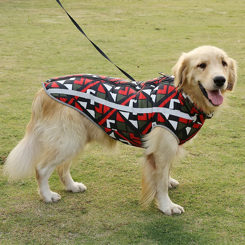 

Trendy brand pet dog fur collar winter clothes for large dogs plus velvet warm dog clothes cotton vest pet clothes windproof
