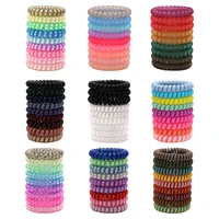 9pcs big thick plastic elastic hair ropes multi colors telephone wire rubber bands personality gift for women stretchy ponytail