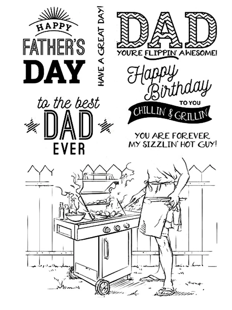 

CHILLIN' & GRILLIN D Transparent Silicone Clear Stamp/Seal for DIY scrapbooking/photo album Decorative Cards Making Paper Crafts