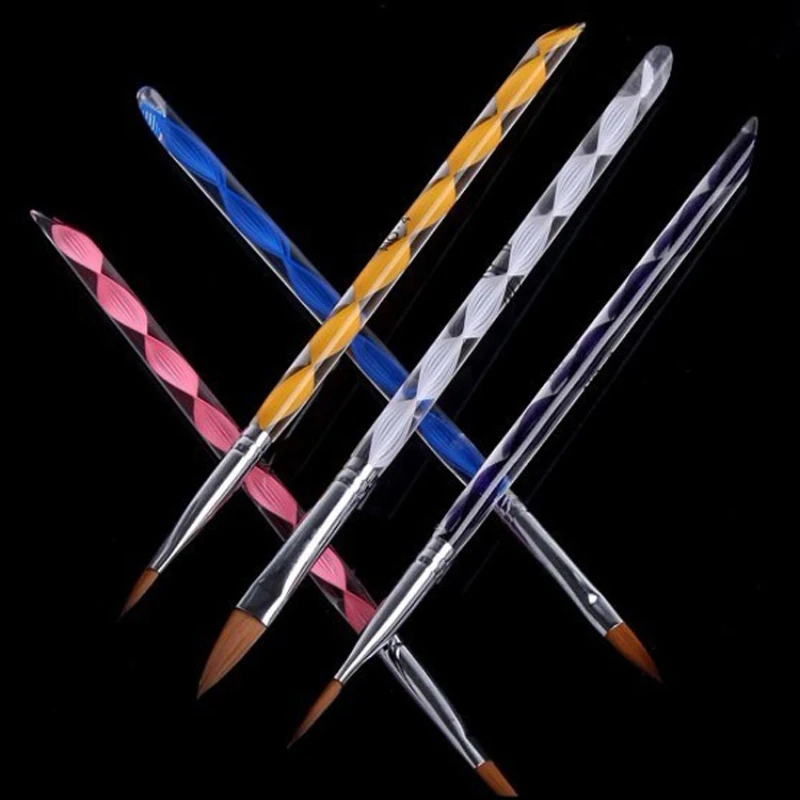 

5pcs/set Nail Print Pen Crystal Handle Acrylic Art Nail Brush Kit for for Crystal UV Gel Painting Flower Pens Nails Art Tools