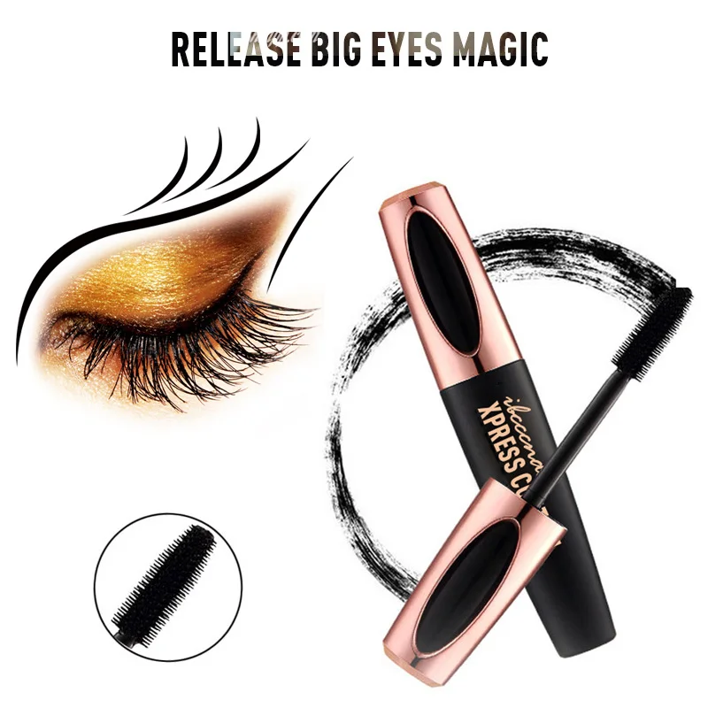 Горячая Женская тушь для макияжа водостойкая 4D шелковое волокно длинная завивка