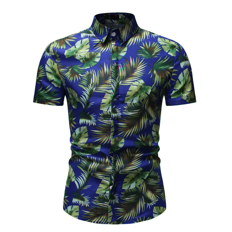 

Pop New Summer Hawaiian Print Shirt Short Sleeve Men camisa masculina chemise homme Business Casual Tops Boho Beach Shirts