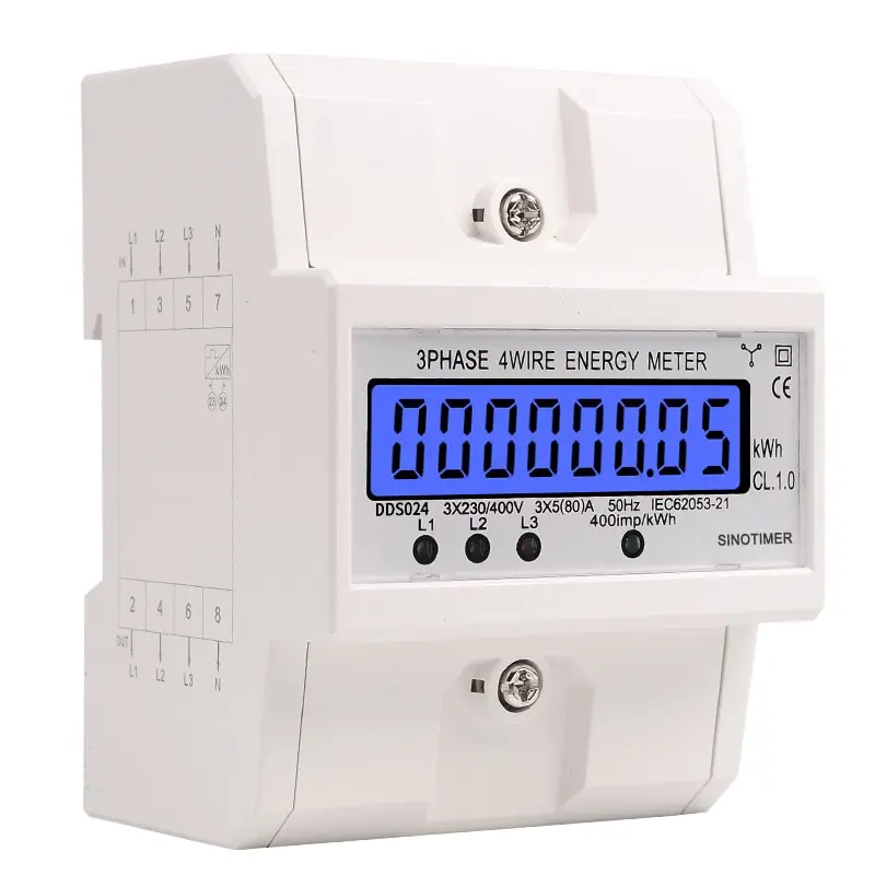 Din Rail 3 фазы 4 провода электронный счетчик Мощность потребление энергии метр