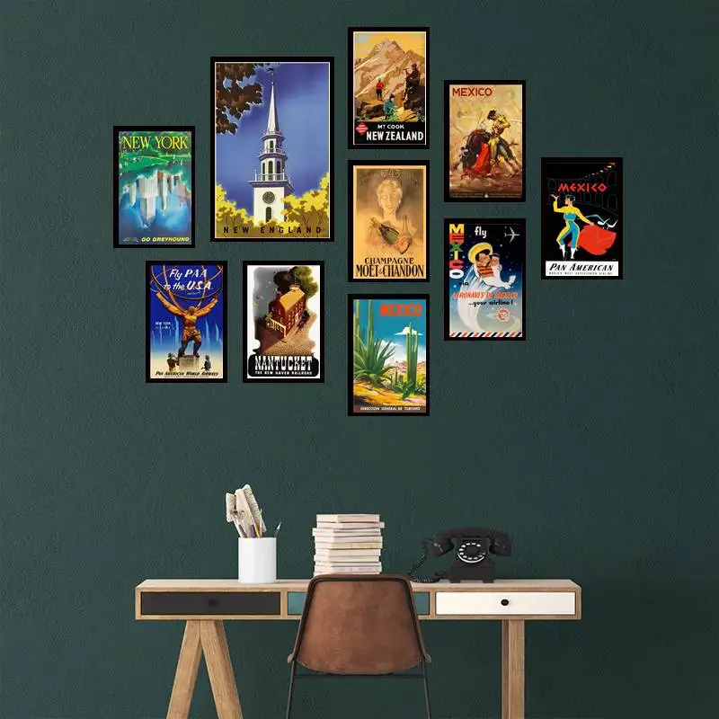 

Retro Vintage Mexico Pan Am Travel Poster Posters for Room Aesthetic