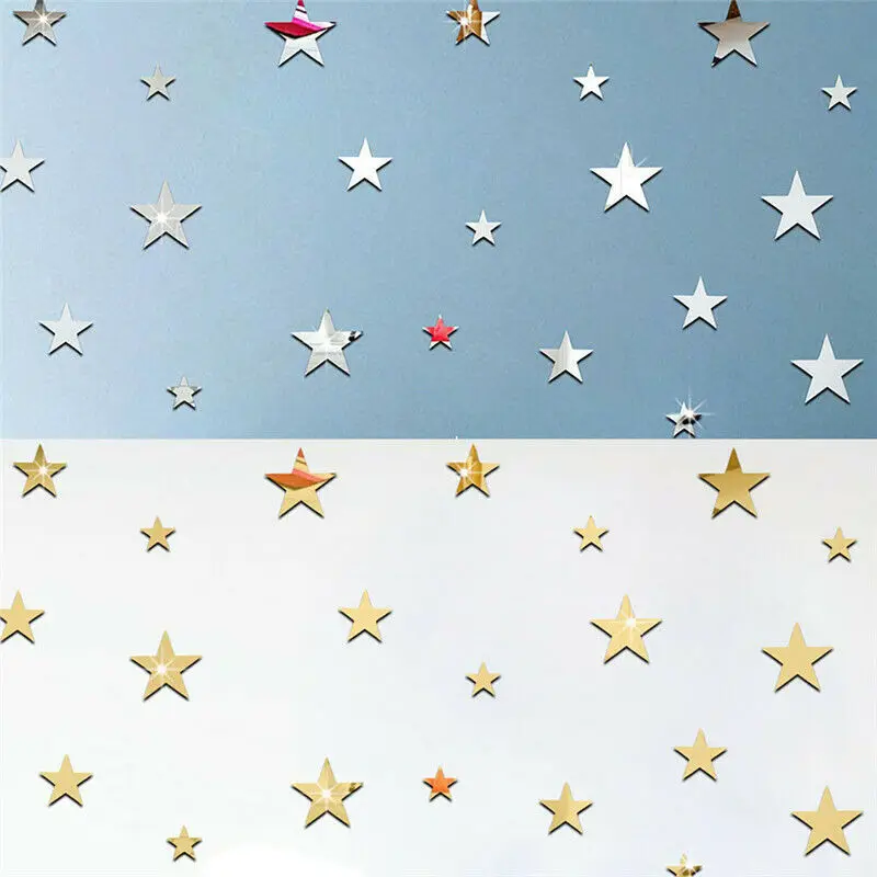 20 шт. Съемная звезда Наклейка на стену 3D Зеркальная виниловая акриловая домашний