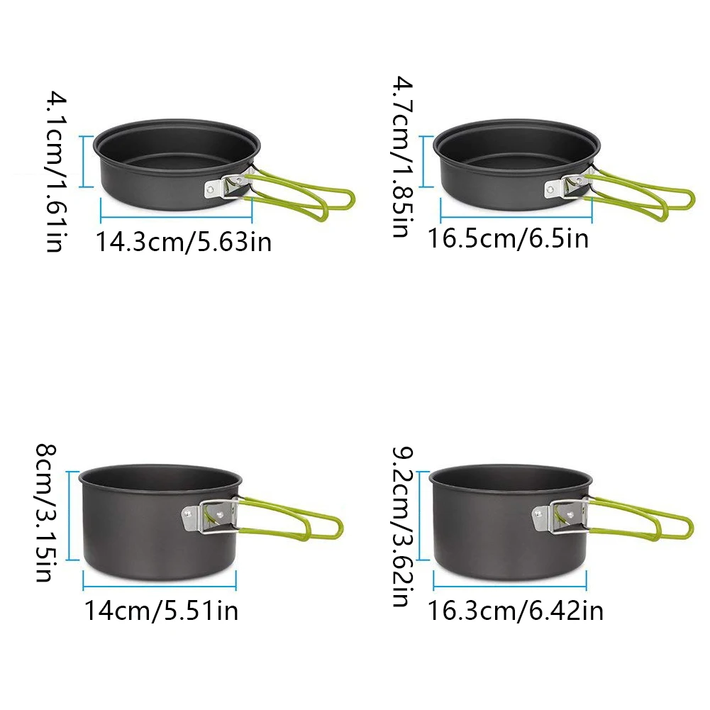 

10PCS Camping Cookware Set Multifunctional 2-3 People Alumina Cooking Kit With Tableware Kitchen Equipment Hiking Picnic Travel