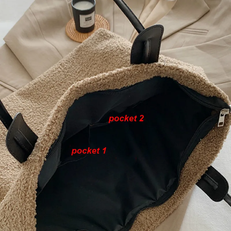 

Top-handle Bags Women Plush Faux Fur Totes Large Capacity Fluffy Winter Female Handbags Underarm Soft PU All-match Fashion Daily