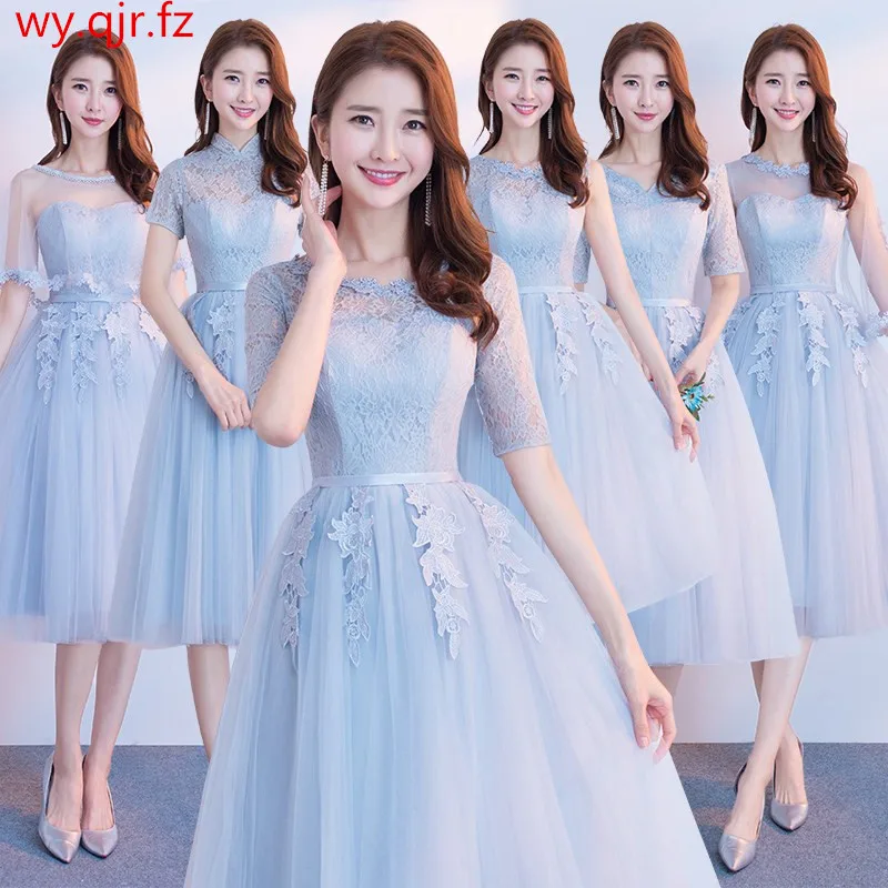 Платье подружки невесты JYX79 # с круглым вырезом и коротким рукавом на шнуровке