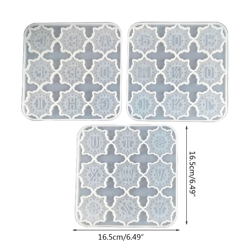 

20CF Mandala Alphabet Resin Molds 26 Letters Molds Keychain Molds 3 Pieces Mandala Tray Epoxy Resin Casting Silicone Molds