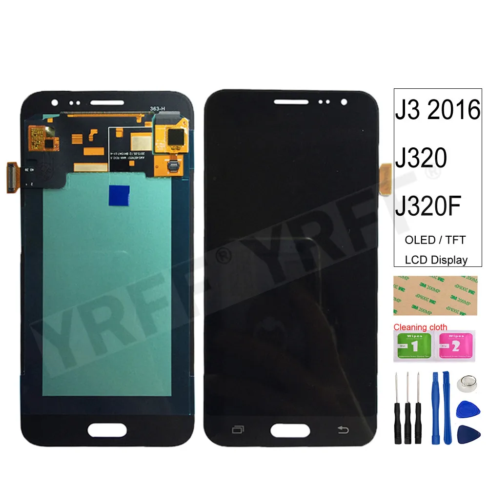 На тонкопленочных транзисторах на тонкоплёночных транзисторах/OLED J320 ЖК-дисплей для Samsung Galaxy J3 2016 J320 J320F SM-J320F, ЖК-дисплей, сенсорный экран, диг...