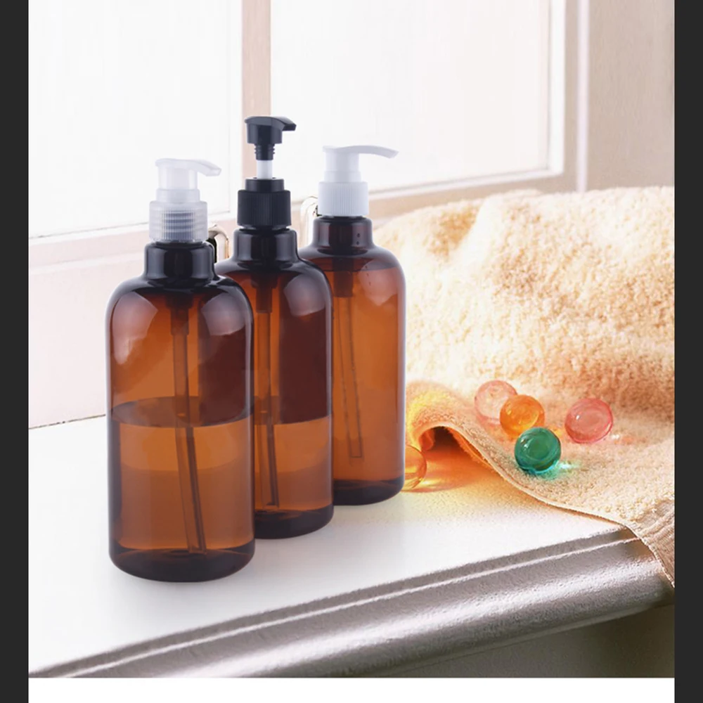 10 шт пластиковых бутылок пустой шампуневый диспенсер с коричневый косметический