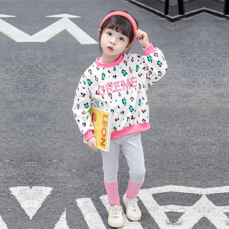 Детская одежда костюмы модная Милая новая толстовка с цветочным принтом и