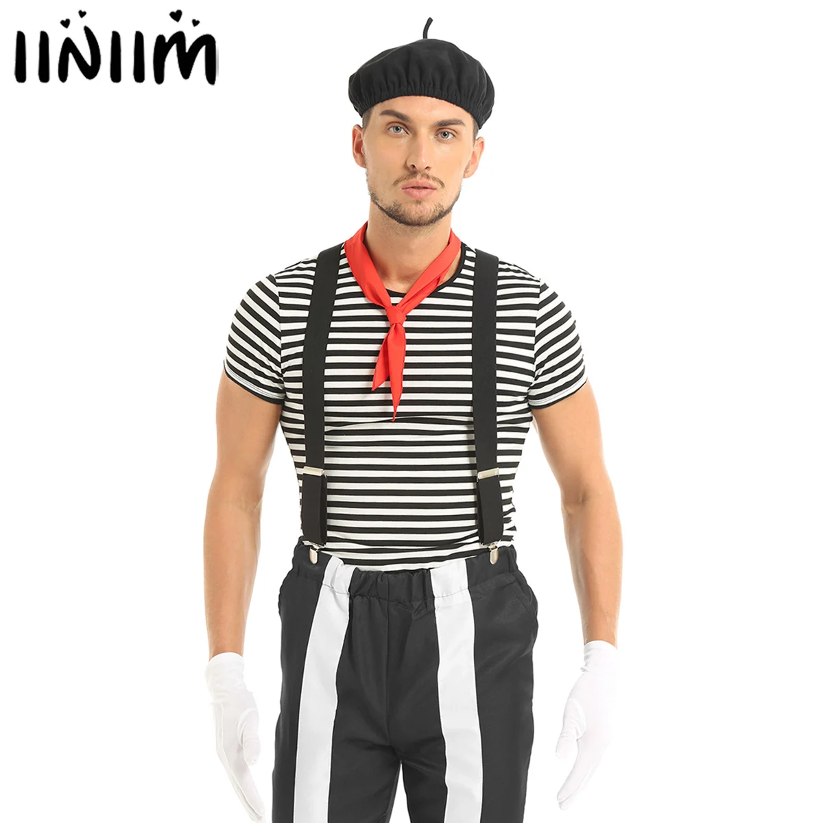Iiniim 5 шт. Мужские взрослые французский МИМ художественный цирк косплей костюм на