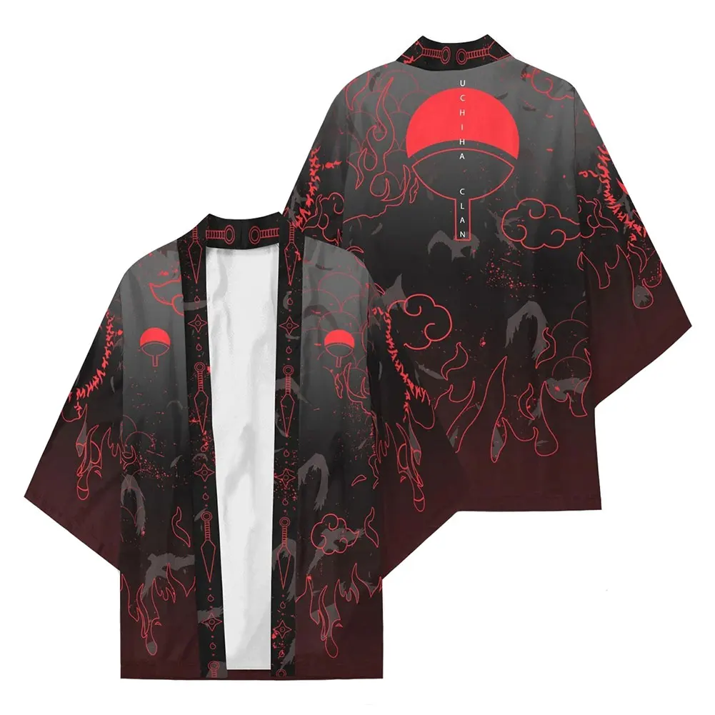 

Anime Uchiha Hatake Cloak Uzumaki Clan Badge Kimono Cardigan Robe Cospaly Costume Print Casual Coat