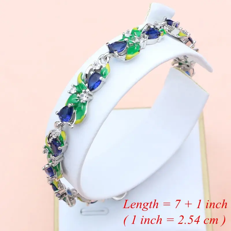 Ювелирные наборы из серебра 925 пробы с синим сапфиром изысканная эмалью серьги