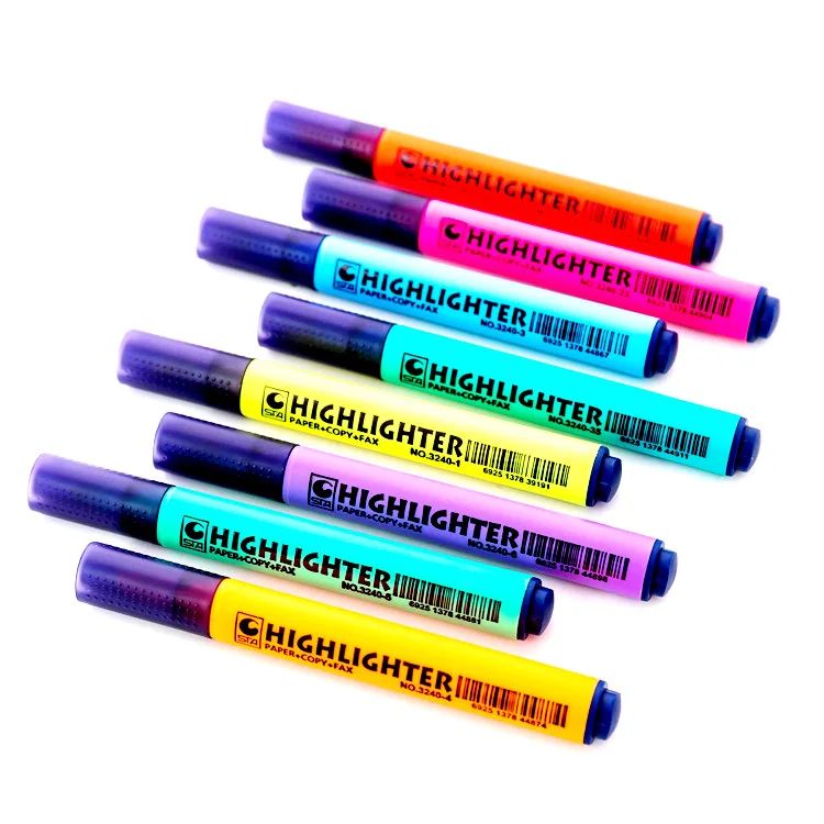 

8 Pcs Triangular Pen Fluorescent Pen Solid Fluorescent Pen Color Key Marking Pen Materiais Escolares Stationery