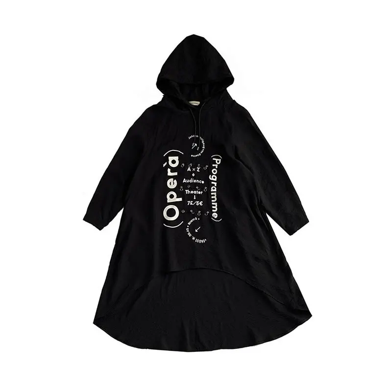 Женское асимметричное платье XIATO свободное с капюшоном и длинным рукавом