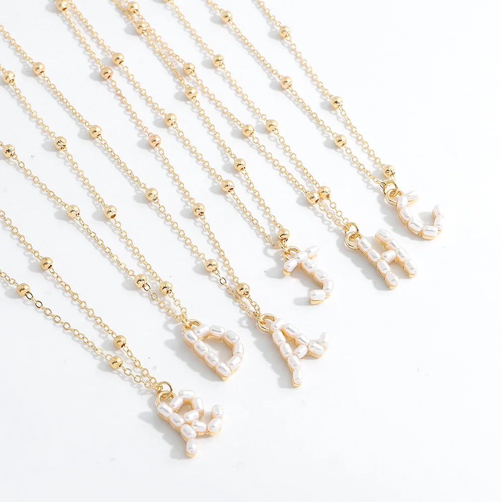 Цепочка женская с подвеской из искусственного жемчуга A-Z | Украшения и аксессуары