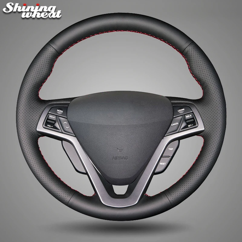 

Shining wheat Hand-stitched leather Car Steering Wheel Cover for Hyundai Veloster 2011-2017