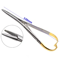 dental needle holder forceps curved gold plated handle stainless steel orthodontic plier straight head surgical instrument tools