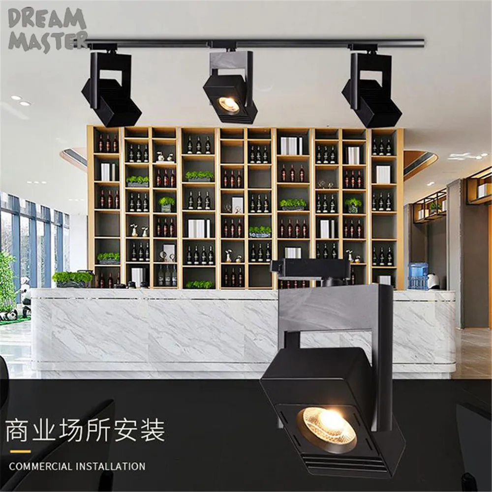 Черный Белый COB светодиодный светильник квадратная Светодиодная лампа 20 Вт Трек