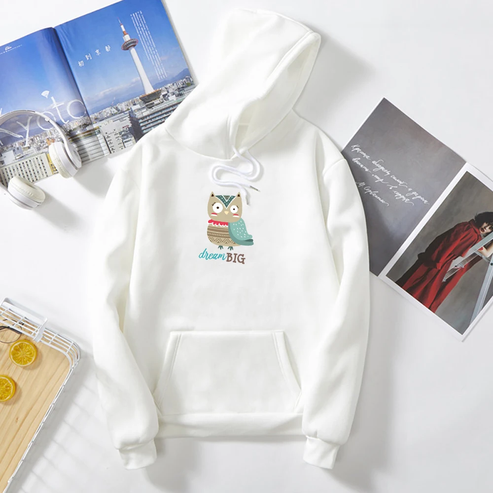 

Толстовка Женская зимняя с надписью и принтом в виде совы