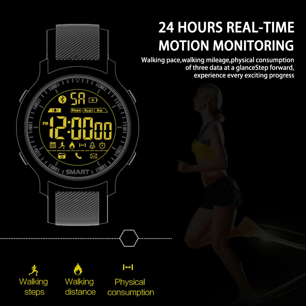 IP67 водонепроницаемые Смарт-часы EX18 с поддержкой звонков и SMS-уведомлений шагомер