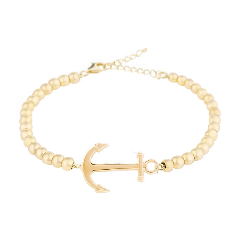 Runda 2020 IP золотой якорь амулеты из бисера браслет для женщин и мужчин нержавеющей