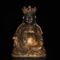 8chinese temple collection old bronze cinnabar lacquer maitreya future buddha big belly buddha sitting buddha enshrine