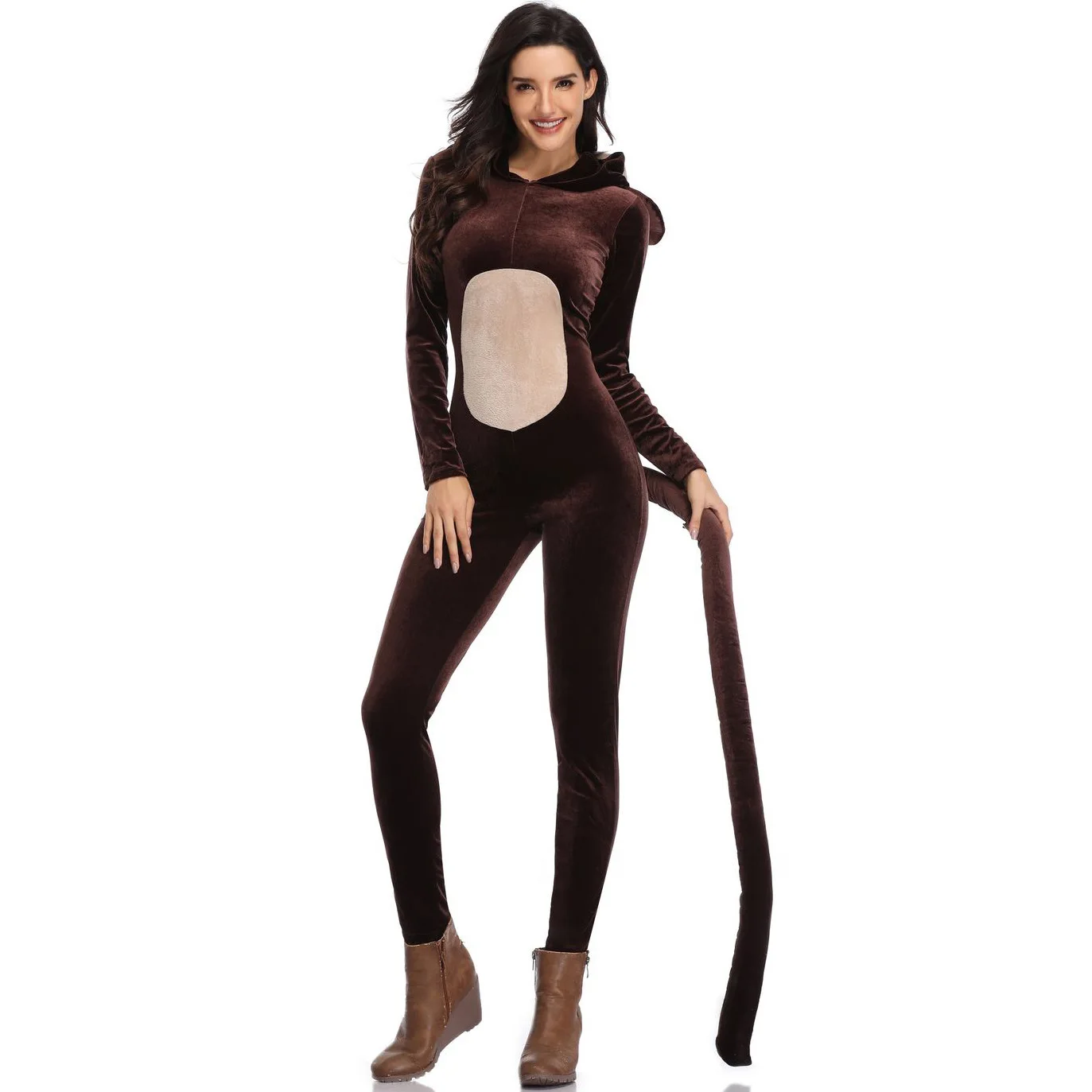 Женский костюм в стиле Хэллоуин цельнокроеный милый обезьяны животного для