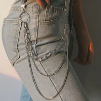 singletwothree layer belt key chain punk hip hop trendy waist chain unisex pants jeans long metal clothing accessories jewelry