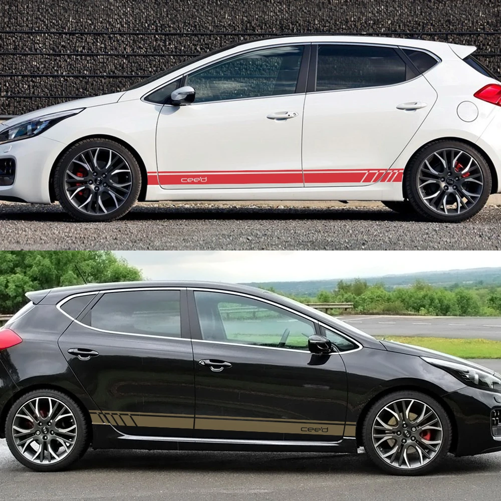 2pcs Side Stripe Car Sticker For Kia Ceed Auto Vinyl Film Racing Sports Graphics Styling Decal Decoration Tuning Accessories | Автомобили