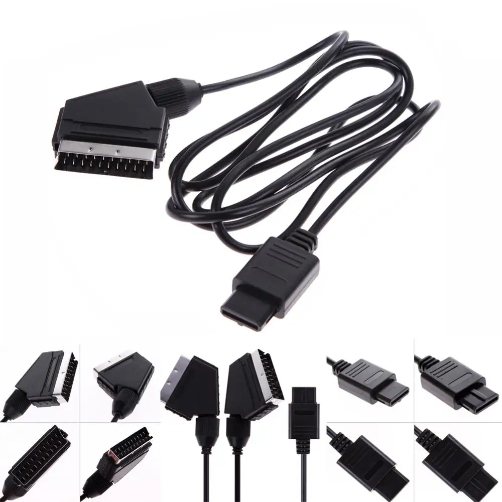 1.8M A/V TV Video Scart RGB Cable Gaming 21 pin euro scart plug cord wire for Nintendo SNES Gamecube and N64 Console