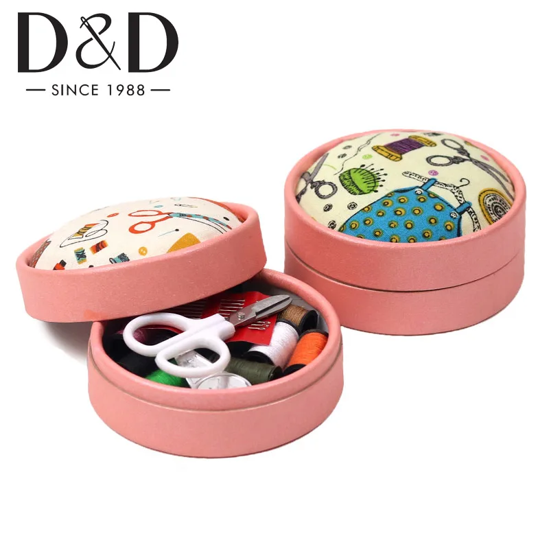 Portable Home Travel Sewing Kits Box Sewing Pattern Fabric Pincushion Needle Threader Threads Sewing Scissors Sewing Tools
