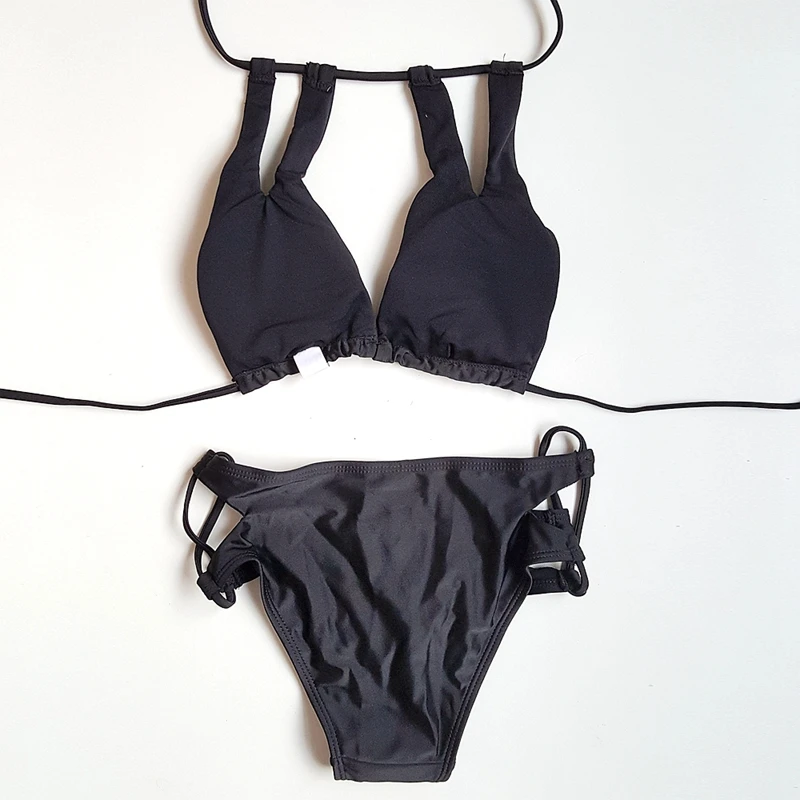 

High Collar Bikini Hollow Out Swimsuit Bikini Set Sexy Female Secrete Black Swimwear Women Beach maillot de bain Biquini