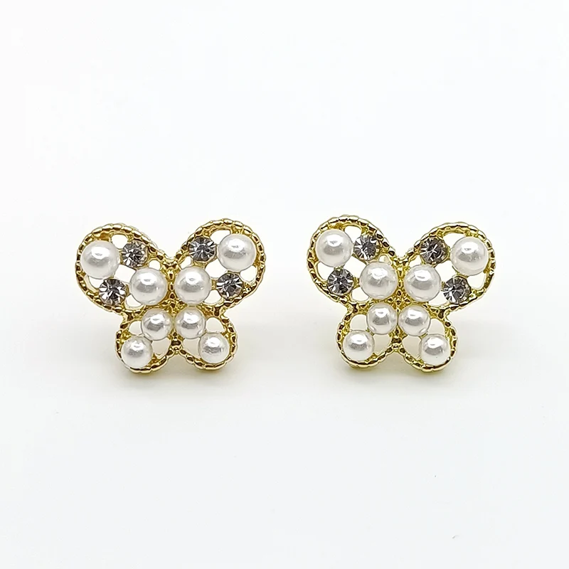 

Серьги в форме бабочки с имитацией жемчуга, инкрустированные украшениями стразы, милые серьги для девочек, Женские Висячие повседневные юв...