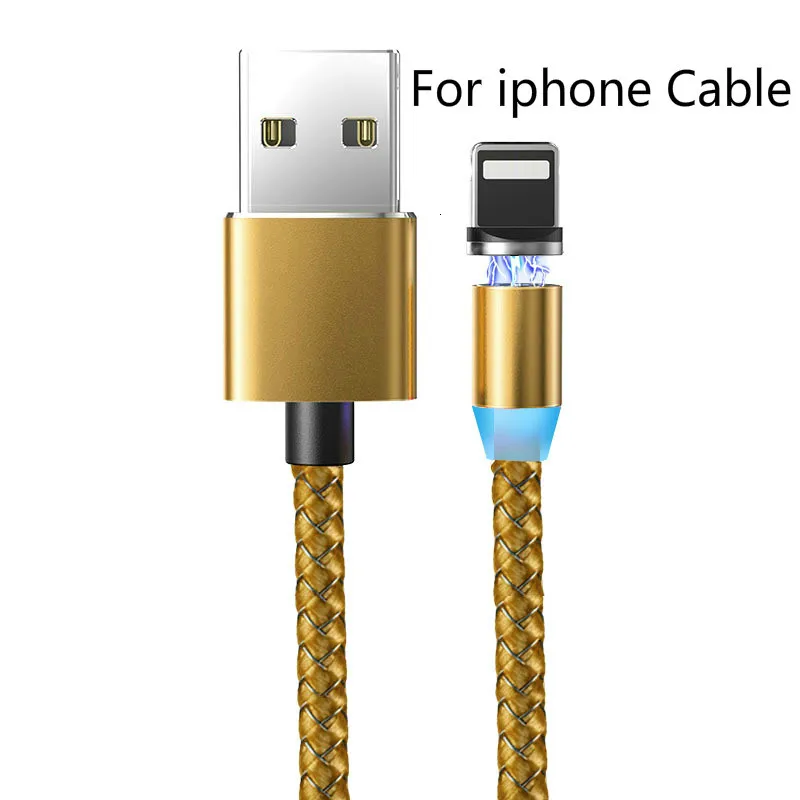 1 м Магнитный Micro USB кабель для быстрой зарядки iPhone samsung кабель для передачи данных Магнитный кабель для зарядки usb type C 3A кабель для мобильного телефона - Цвет: gold For iphone