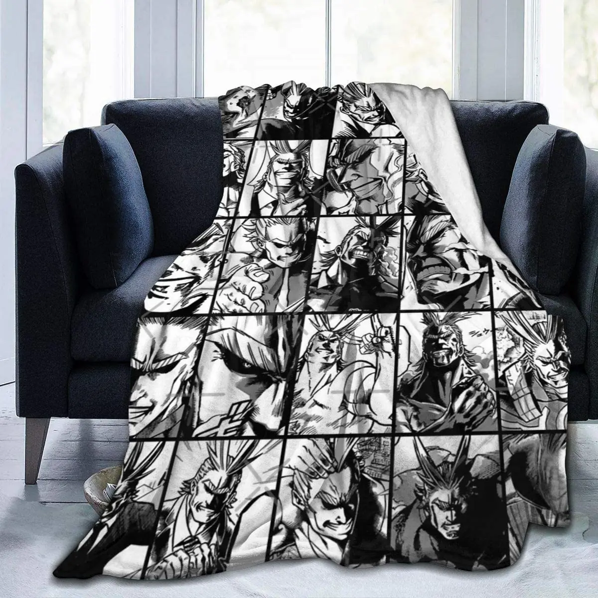 

New Collage All Might Fleece Throw Anim Blanket, Fuzzy Warm Throws for Winter Bedding, Couch and Plush House Warming Decor Gift
