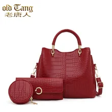 Crocodile Pattern 3 Piece Set Composite Handbag High Quality PU Leather Shoulder Bags for Women 2021 Ladies Fashion Crossbody