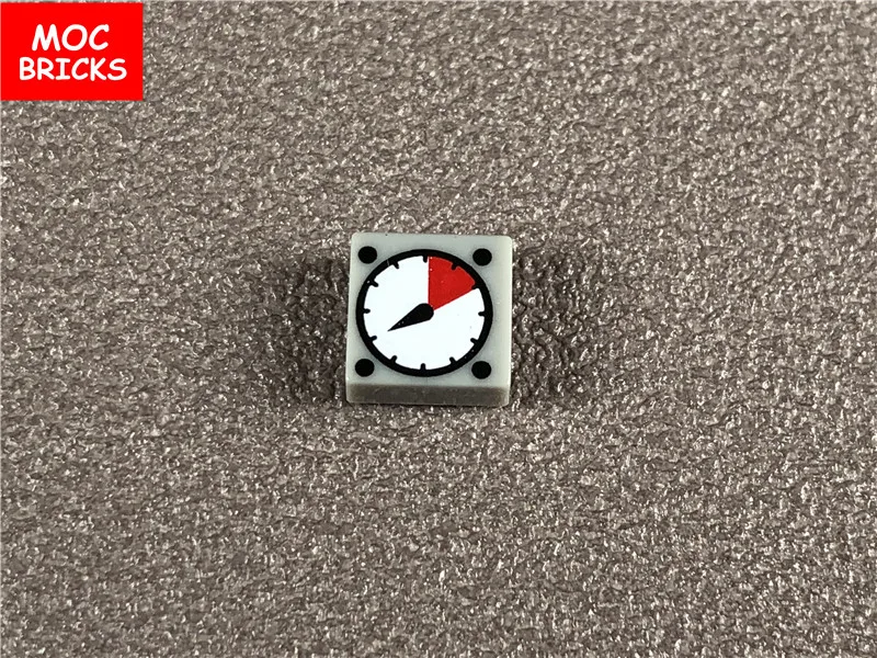 10 шт./лот MOC кирпичи плитка 1x1 с белым и красным шаблоном подходит для 3070bp07