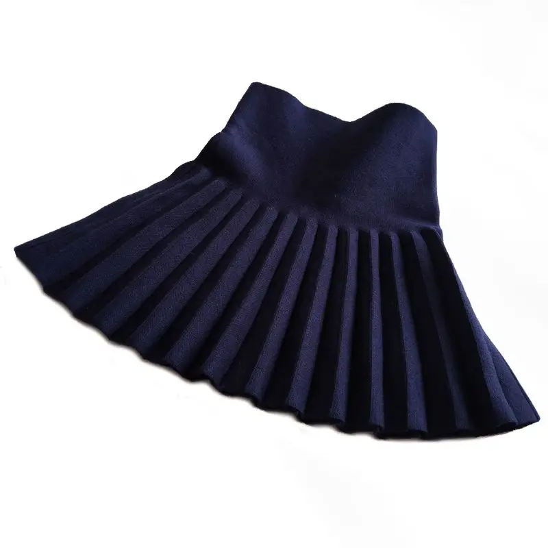 

P15C Baby Children Clothing School Girls Knit Skirt Bottoming Princess Pleated Skirts