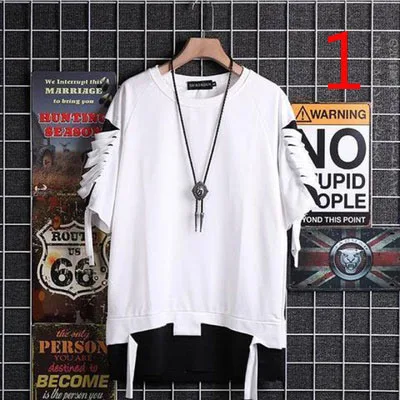 

Casual compassionate five-point sleeve Hong Kong style loose round neck student creative T-shirt