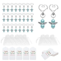 keychains set wedding party favors key chain mesh storage pouch key rings angel wing pendant hanging tag cards key holder gift