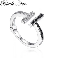 black awn 2022 new silver color open rings for women elegant wedding ring sterling silver jewelry g101
