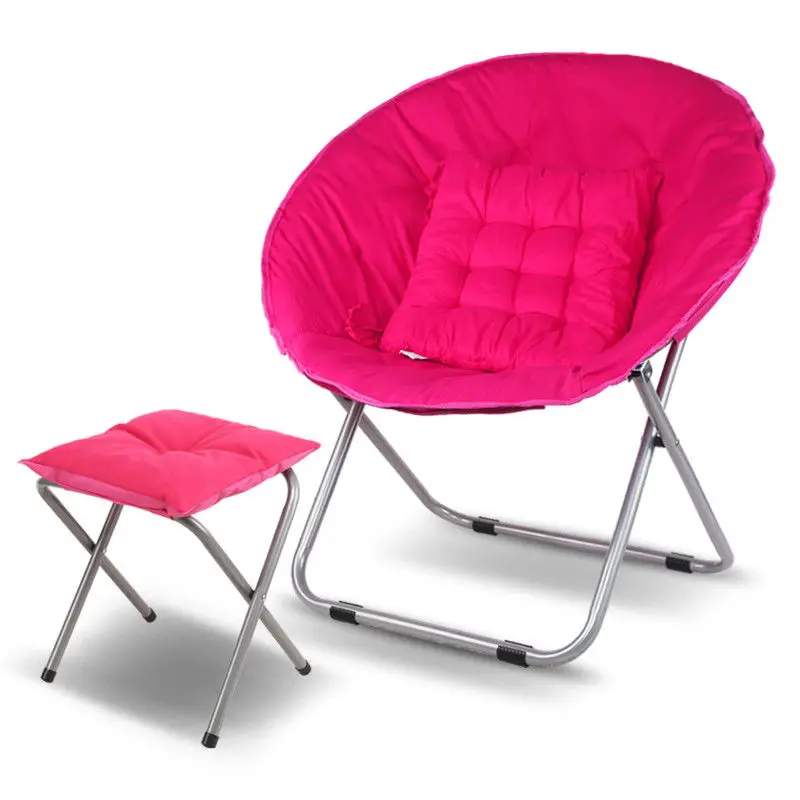 저렴한 접이식 대형 라운드 문 접시 강철 프레임과 캠핑 의자 옥스포드 헝겊 패딩 좌석 휴대용 문 의자 7 색