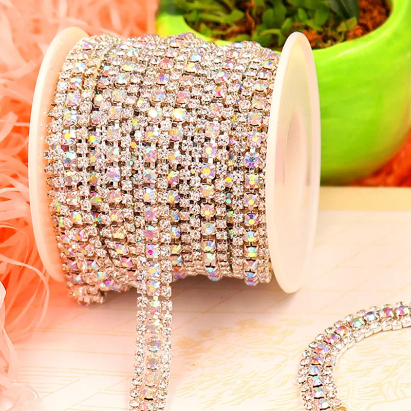 Цепочка для стразы блестящая кристалл страз клея 1 ярд 3 ряда | Дом и сад
