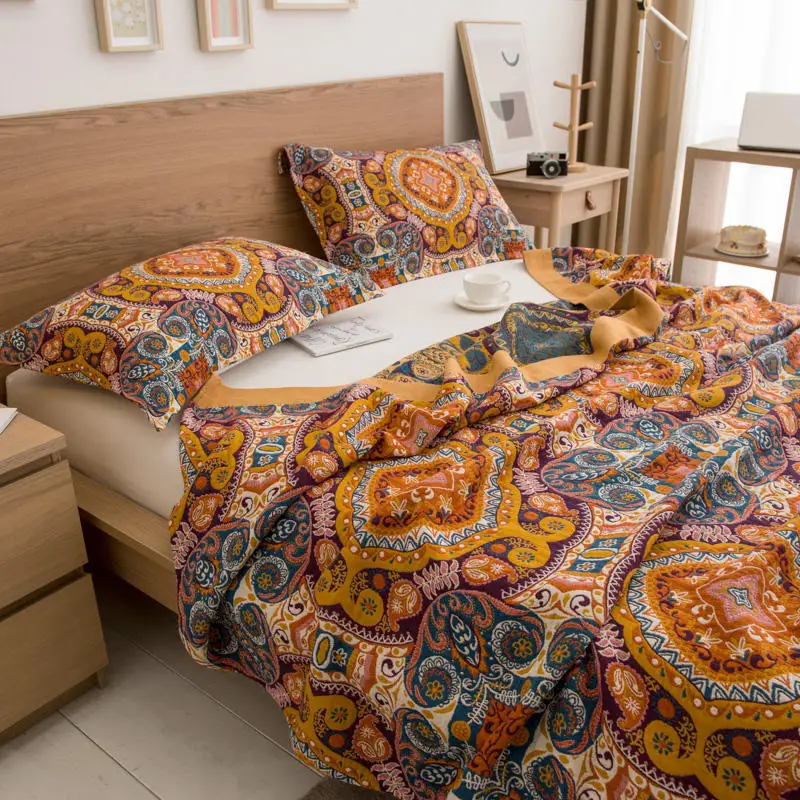 للبيع الصيف منشفة البطانيات للأسرة غزل القطن محبوك بوهو الصيف لحاف المفرش الملكة الملك حجم كبير الموضوع البطانيات