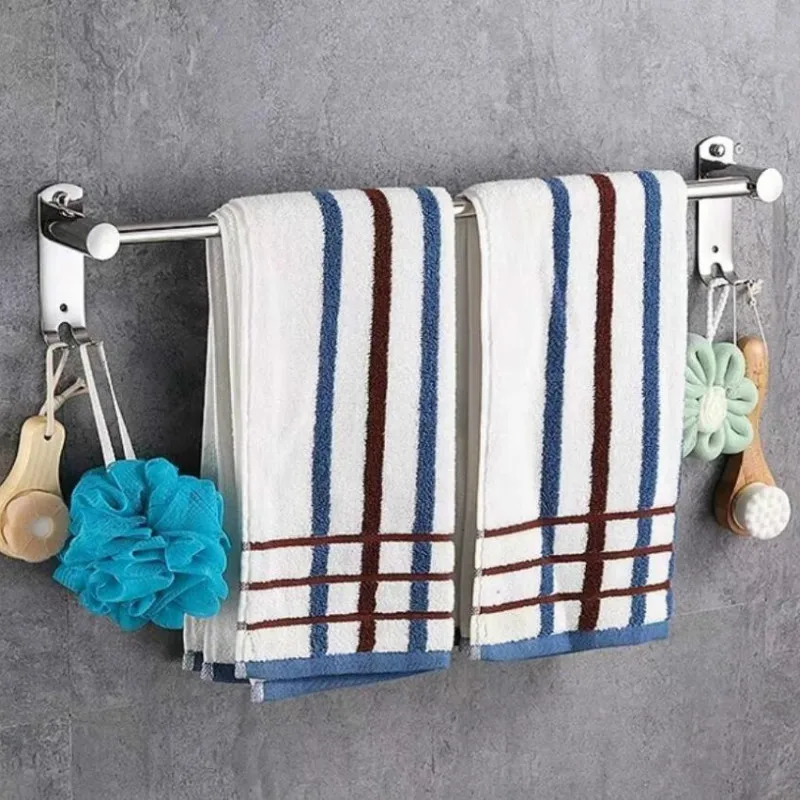 

Perforation-free Seamless Towel Rack Bathroom Towel Rack Hook Bathroom Rack Double Towel Bar Toilet Wall-mounted Shelf G8101