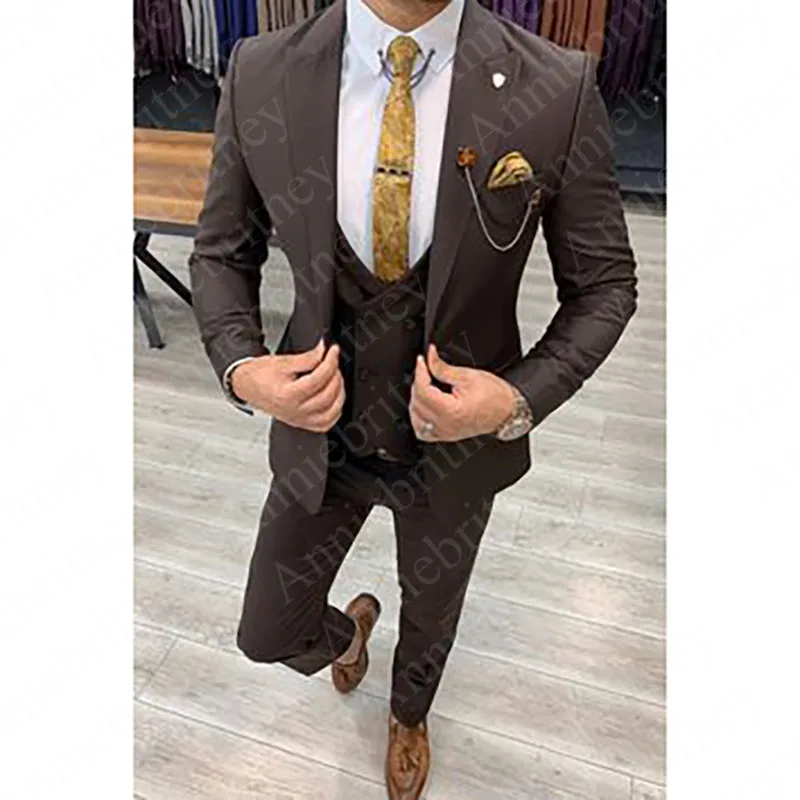 

Men's Handsome Suit Men Wedding Interview Youth Slim Business Formal Wear Student Show Host Groom Men's Suit Trousers Vest Set
